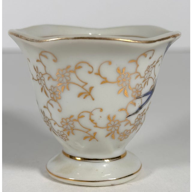 Mid 20th Century Japanese Blue Bird Swallow Demitasse Cup & Saucer For Sale - Image 6 of 12