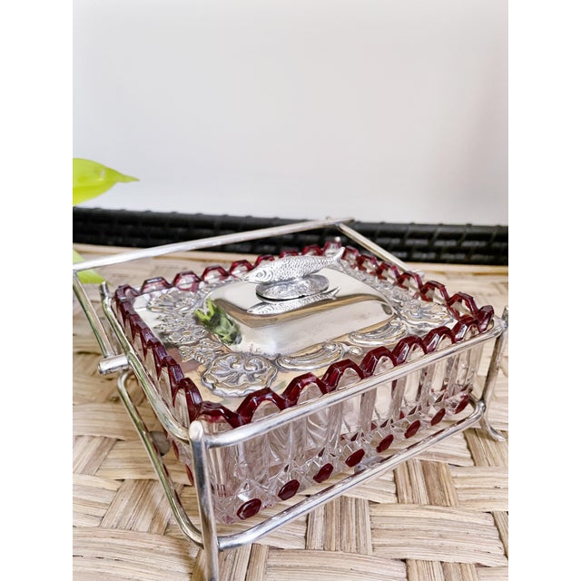 Late 19th Century Victorian Era English Silver & Glass Sardine Server For Sale - Image 4 of 7