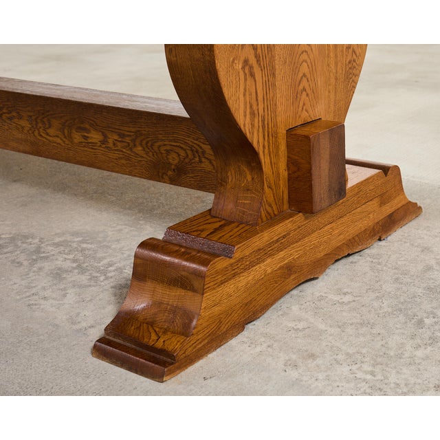 Country French Oak Farmhouse Trestle Dining Table 7.8 Ft For Sale - Image 15 of 18