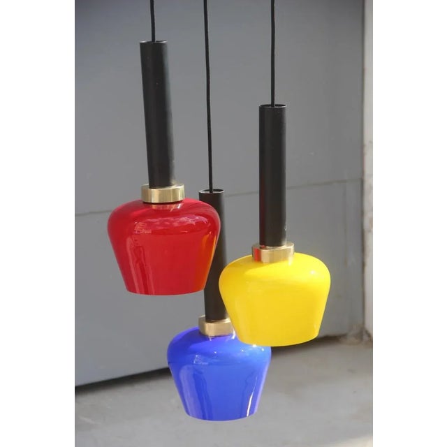 Italian Brass Chandelier from Vistosi, 1950s For Sale - Image 9 of 10