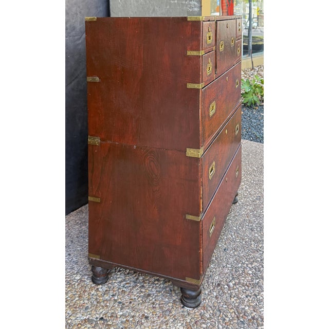 British Military Officer's Campaign Secretary Chest of Brass-Bound Mulberry Wood For Sale - Image 9 of 14