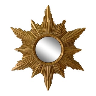 Mid Century Convex, Starburst Mirror For Sale