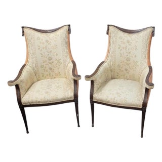 Fine Pair of 1940s Carved Parlor Chairs For Sale