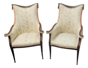 Fine Pair of 1940s Carved Parlor Chairs
