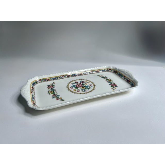 Coalport Porcelain 1980s English Coalport "Ming Rose" Bone China Tray For Sale - Image 4 of 15