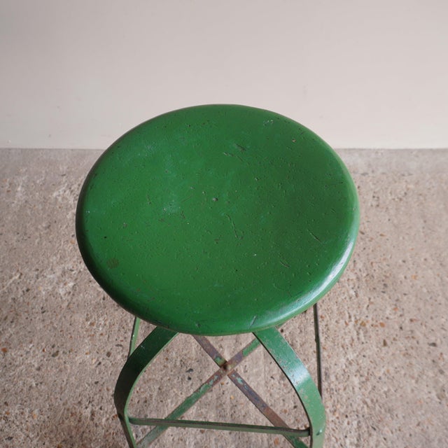 Industrial Green Stools, Set of 2 For Sale - Image 10 of 15