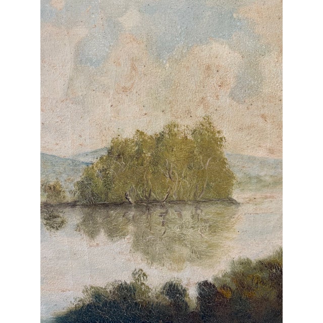 Textile Late 19th Century Landscape Oil Painting - Unsigned For Sale - Image 7 of 11