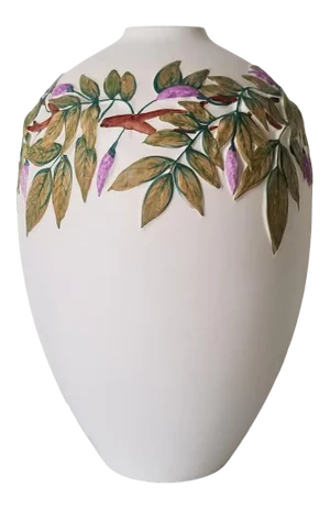 Vintage Mid-Century Modern Ceramic Vase With Floral Pattern