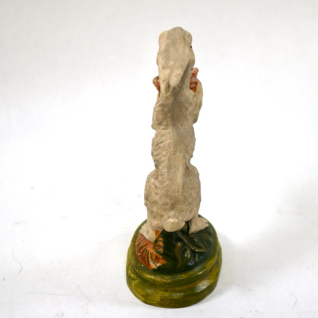 Farmhouse Vintage Vaillancourt Sculptural Folk Art Chalkware Hand Painted Standing Rabbit Figurine For Sale - Image 3 of 8