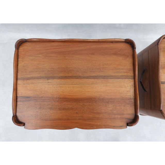 Gorgeous pair of French Louis XV style nightstands/bedside tables with a sweetheart motif. A delightfully dainty duo with...