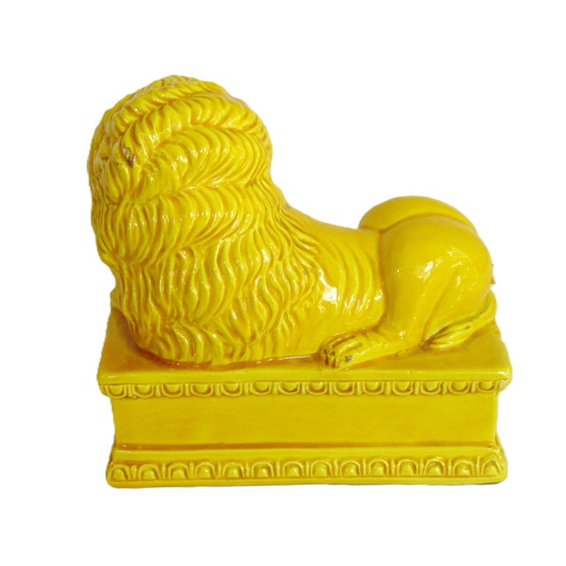 Vintage Italian Pottery Lion on Plinth 5 3/4"h X 5 3/4"w Maker's Mark For Sale - Image 4 of 6
