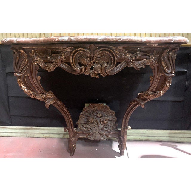 Louis XV Console Table in Carved and Patinated Wood, 1700s For Sale - Image 16 of 16