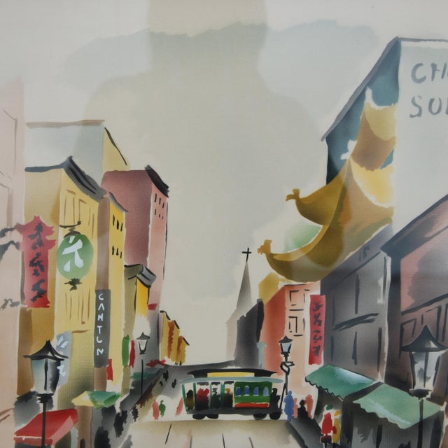 Mid-Century Modern 1940s Signed Benjamin Jorj Harris Airbrush Cable Car Artworks - A Pair For Sale - Image 3 of 10