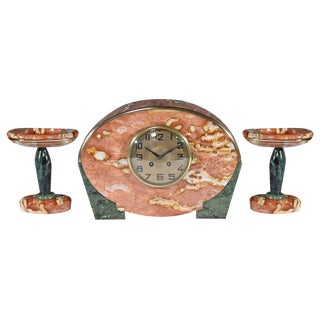 Art Deco Marble Fireplace Trim Set from Diedisheim, 1920s, Set of 3 For Sale