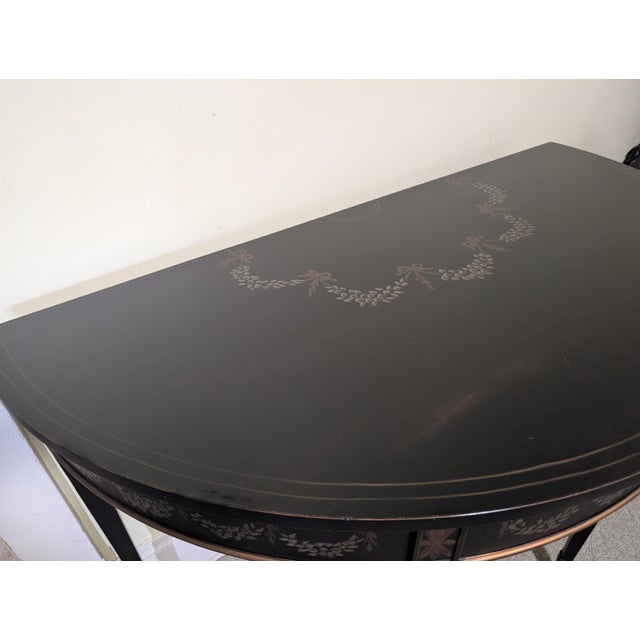 Mid 20th Century Mid 20th Century Maitland Smith Chinoiserie Style Demi Lune Console Table For Sale - Image 5 of 17