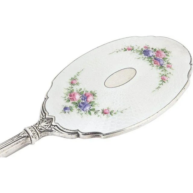 Silver Sterling & Enamel Floral Dresser Set - 6 Pieces For Sale - Image 8 of 9