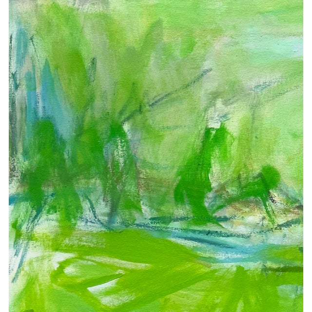 Abstract "Nashville Green" by Trixie Pitts Monochromatic Abstract Landscape For Sale - Image 3 of 12