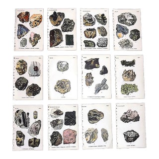 Authentic Antique 1916 Mineral Lithographs - Set of 12 For Sale