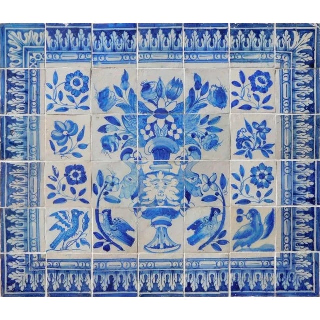 17th Century Portuguese Azulejos Panel with Vase Decor For Sale - Image 5 of 5
