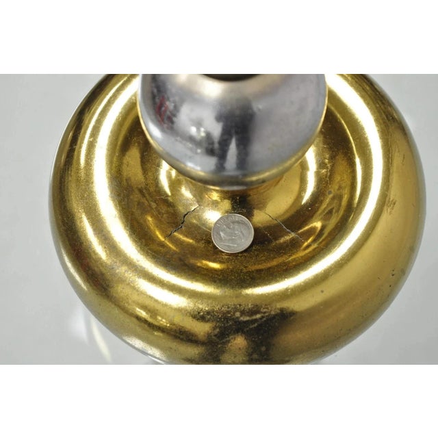 Metal Mid 20th Century Mid Century Modern Space Age Atomic Era Chrome Brass Glass Side Table Floor Lamp For Sale - Image 7 of 12