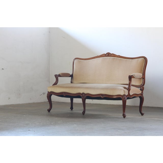 Brown Antique Louis XV Style Sofa, France, 19th Century For Sale - Image 8 of 18
