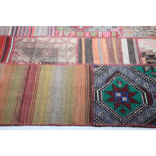 Vintage Turkish Anatolian Kilim Patchwork Rug – Modern Bohemian Design -5' 7'' X 8' 2'' For Sale In Tampa - Image 6 of 10