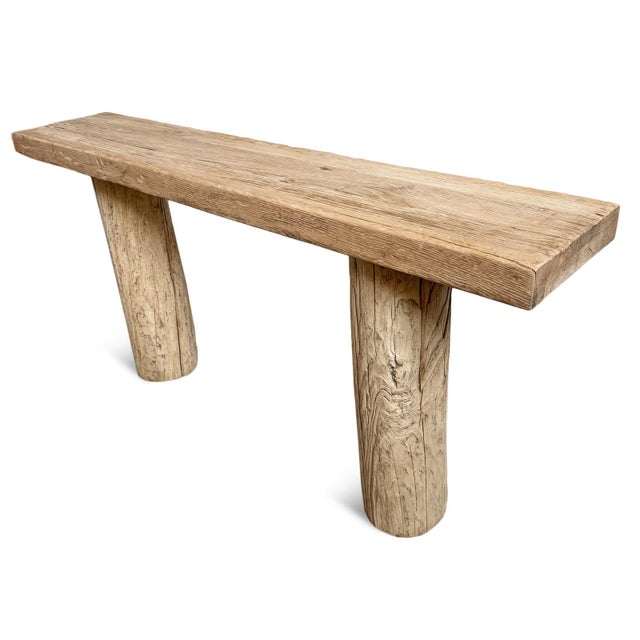 Contemporary Vintage Bleached Elm Log Console Table For Sale - Image 3 of 7