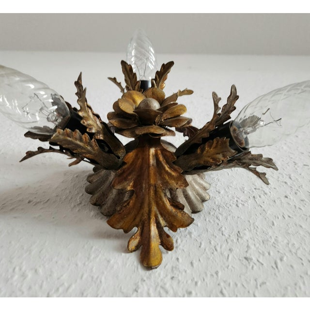 Vintage Hollywood Regency Florentine Gold-Plated and Silver-Plated Ceiling Lamps by Banci Firenze, Italy, 1960s, Set of 4 For Sale - Image 17 of 18