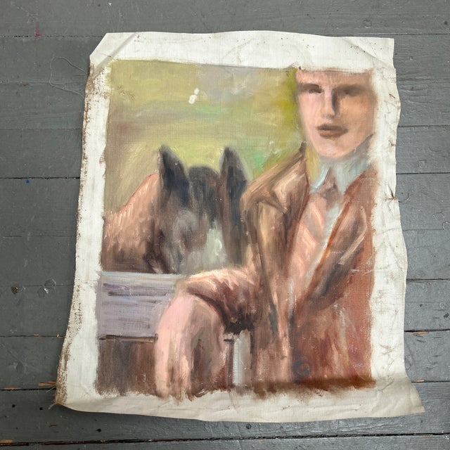 1950’s impressionist portrait in horse stables painting on unstretched canvas. Painting measures 16x20. Check out my shop...