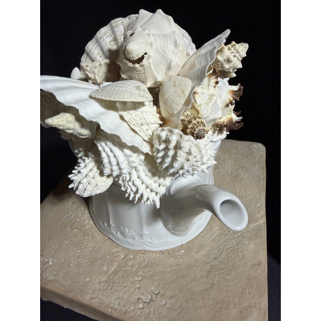 2020s Celestial Meets the Sea Shell Encrusted Tea Pot-Coastal Art Sculpture For Sale - Image 5 of 8