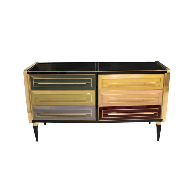 Mid-Century Modern Wood and Colored Glass Bar, Italy, 1950s For Sale - Image 3 of 7