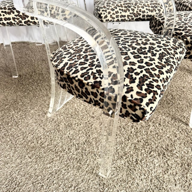 Art Deco Lucite Leopard Print Dining Chairs - Set of 6 For Sale - Image 11 of 12