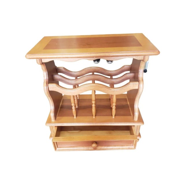 Canterbury Style Solid Cherry Magazine Rack Side Table With Drawer For Sale In Washington DC - Image 6 of 9