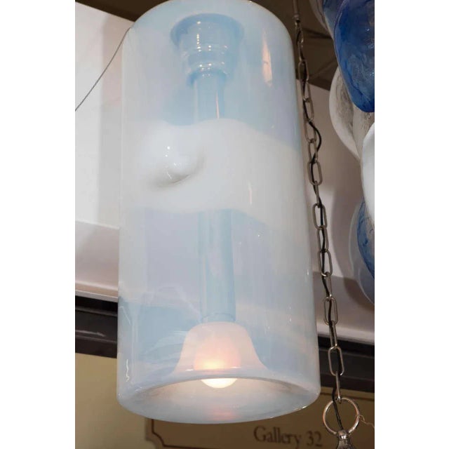 Mid-Century Modern 1970s Italian Opaline Glass Shade Pendant Light by Sothis For Sale - Image 3 of 6