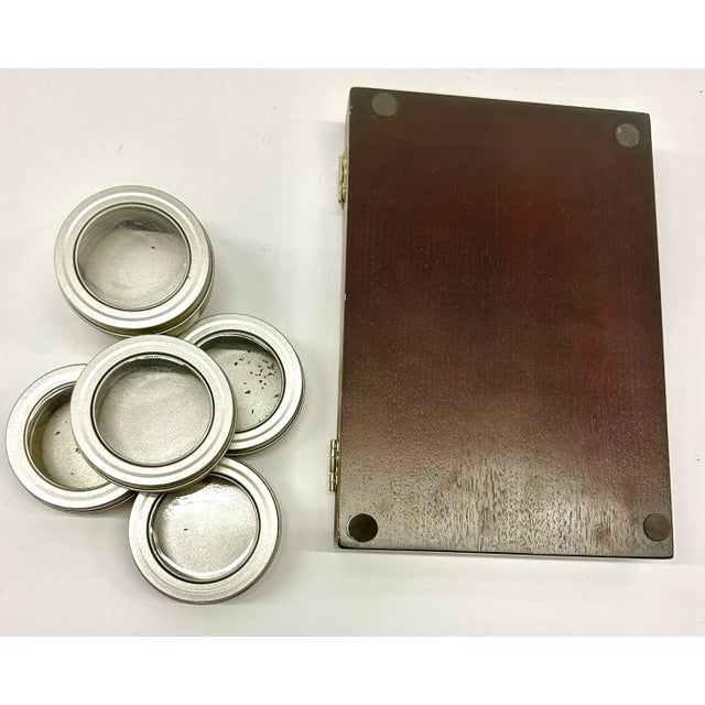 Wood Tea Chest Wood Box Empty Set 6 Canisters Presentation Lidded For Sale - Image 7 of 12