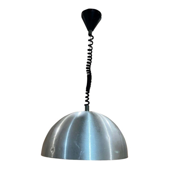 1960s Stilnovo Silver Demilune Aluminum Pendant Lamp Milan Italy For Sale