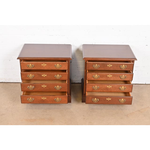 Drexel Chippendale Mahogany Four-Drawer Bedside Chests, Newly Refinished For Sale In South Bend - Image 6 of 12