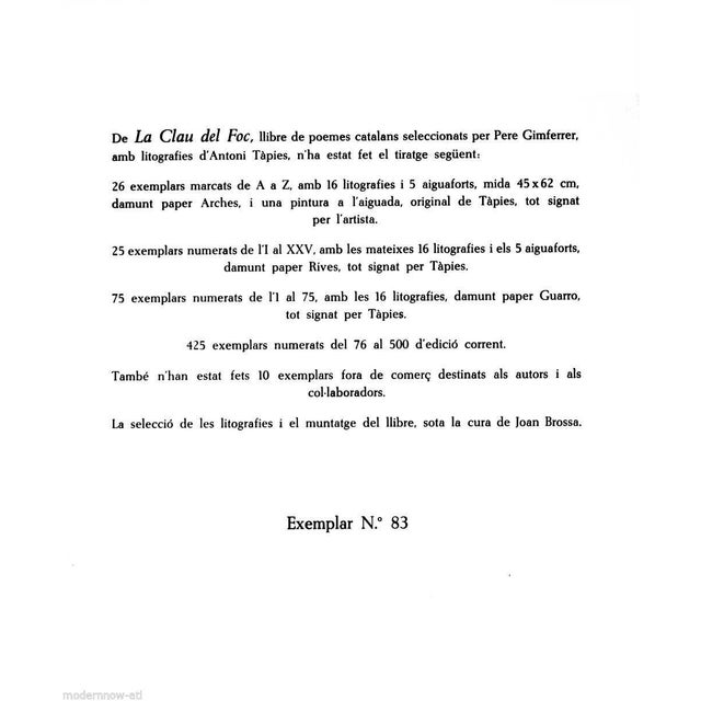 Antoni Tapies Lithograph Original Limited Ed. No. 83 Color Lithograph For Sale - Image 4 of 6