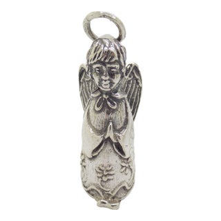 Vintage Italian Handmade Genuine Silver Christmas Decoration Angel Figurine For Sale
