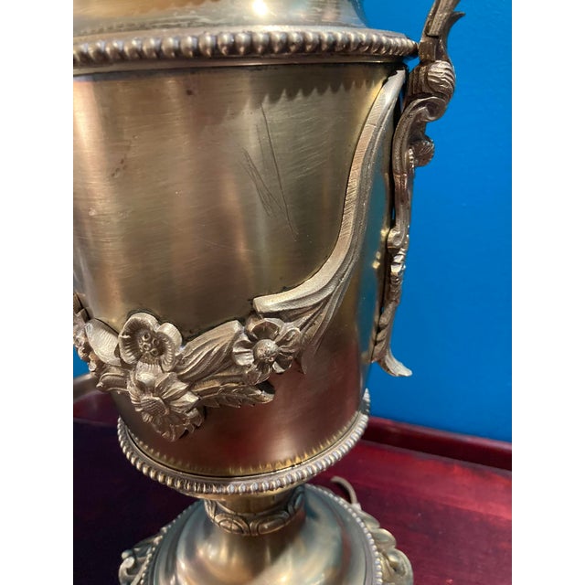 Victorian Antique Exquisite Ornate Victorian Bronze Oil Lamp 1900's For Sale - Image 3 of 18