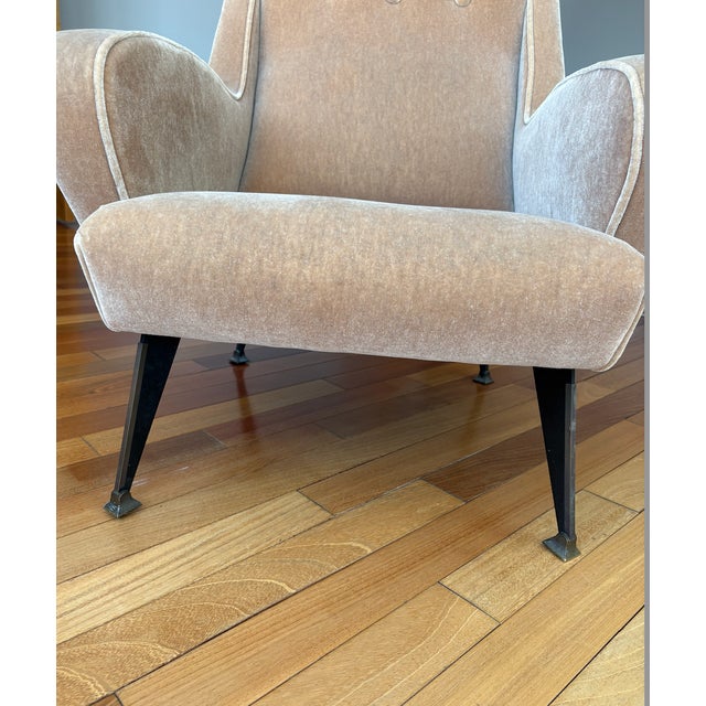 Authentic 1940s Italian Chairs, Mohair Fabric For Sale - Image 4 of 6