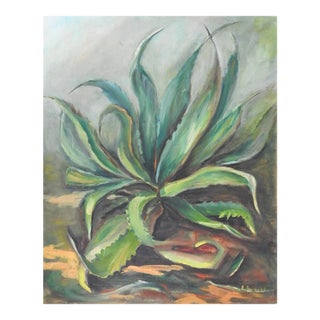 Vintage Mid 20th Century Modernist Agave Painting For Sale