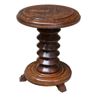 Small Sculptural Side Table in Oak attributed to Charles Dudouyt, France, 1950s For Sale