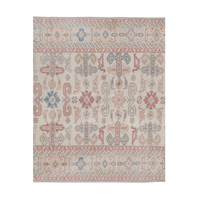 Mid-Century Modern Vintage Pastel Turkish Kars Rug For Sale - Image 3 of 13