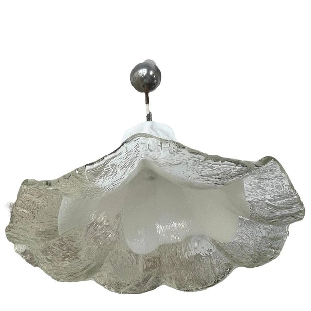 AVMazzega White Murano Glass Ceiling Light from Mazzege, Italy, 1970s For Sale - Image 4 of 8