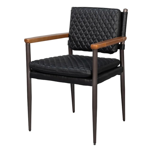 Mid-Century Modern Black Leather Armchair For Sale