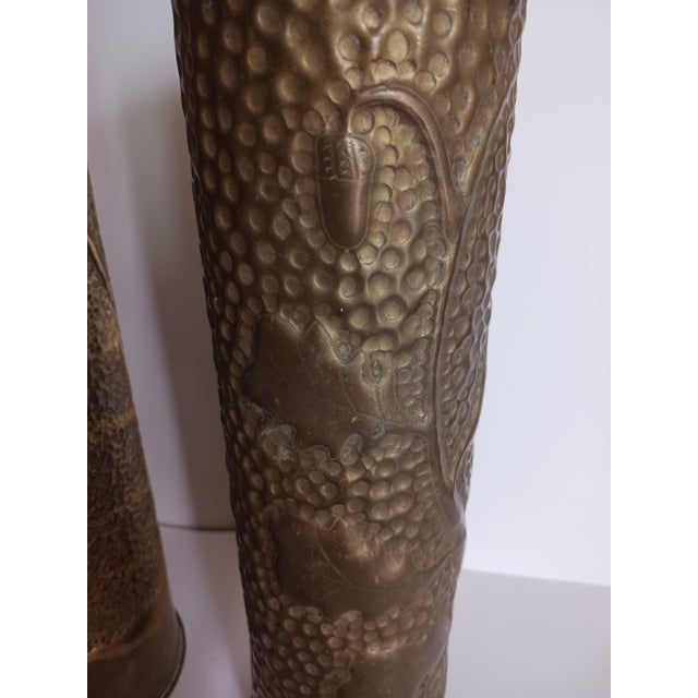 Antique French Ww1 Trench Art Vases Brass Set of 3 All Different For Sale In Milwaukee - Image 6 of 12