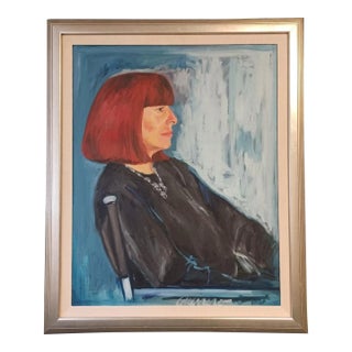 Vintage Framed Self Portrait Oil Painting of a Red Headed Women For Sale