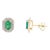 14k Gold Emerald Halo Diamond Stud Earrings - 2 Peices For Sale