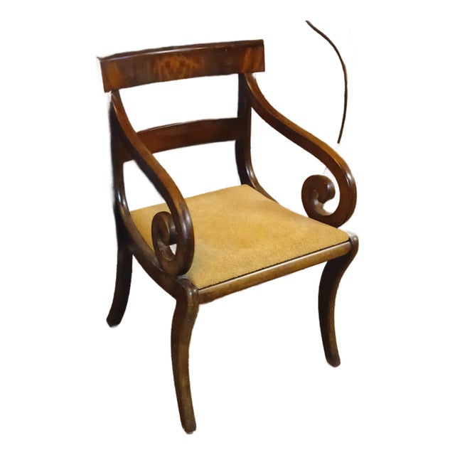 Antique Early 1800s English Regency Mahogany Armchair For Sale